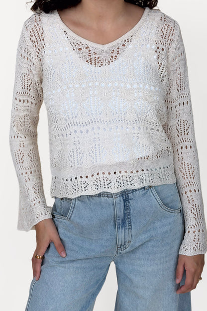 Maddy V-Neck Crochet Top