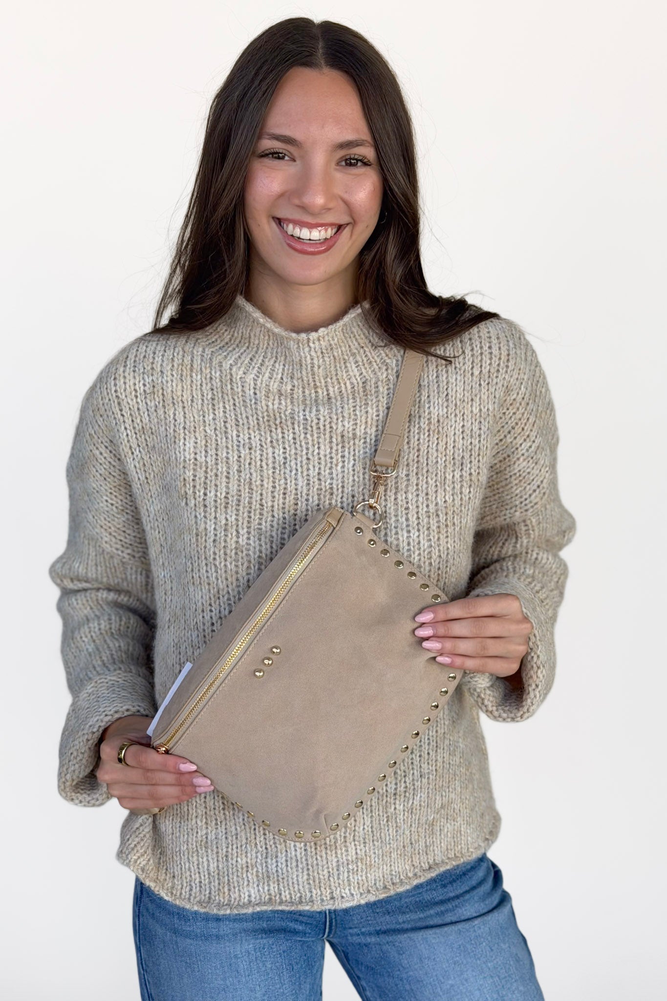 Sabrina Studded Suede Crossbody