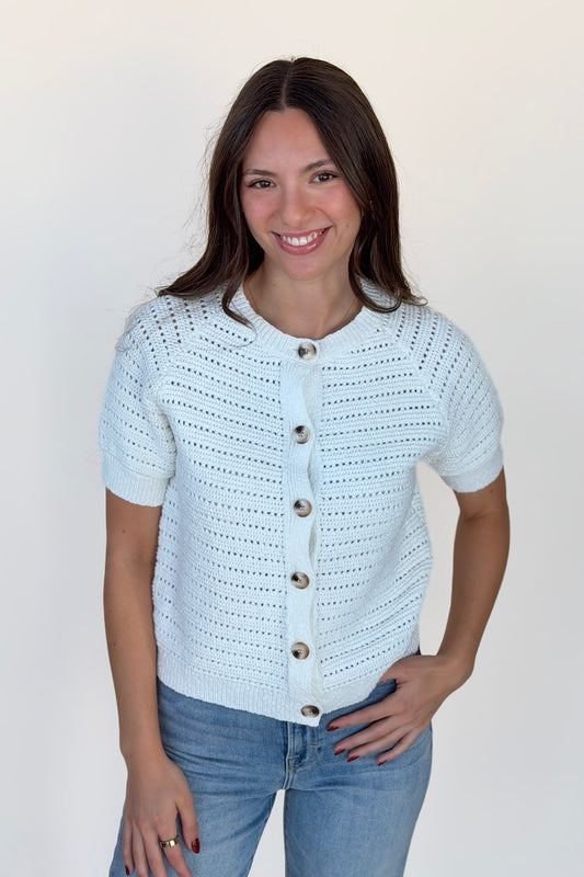Chunky Knit Crochet Button Down