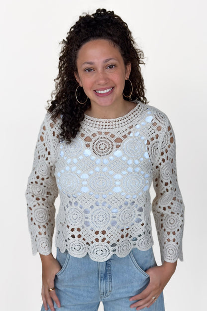 Valerie Crochet Bell Sleeve Top