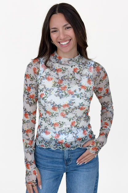 Sadie Floral Mesh Long Sleeve