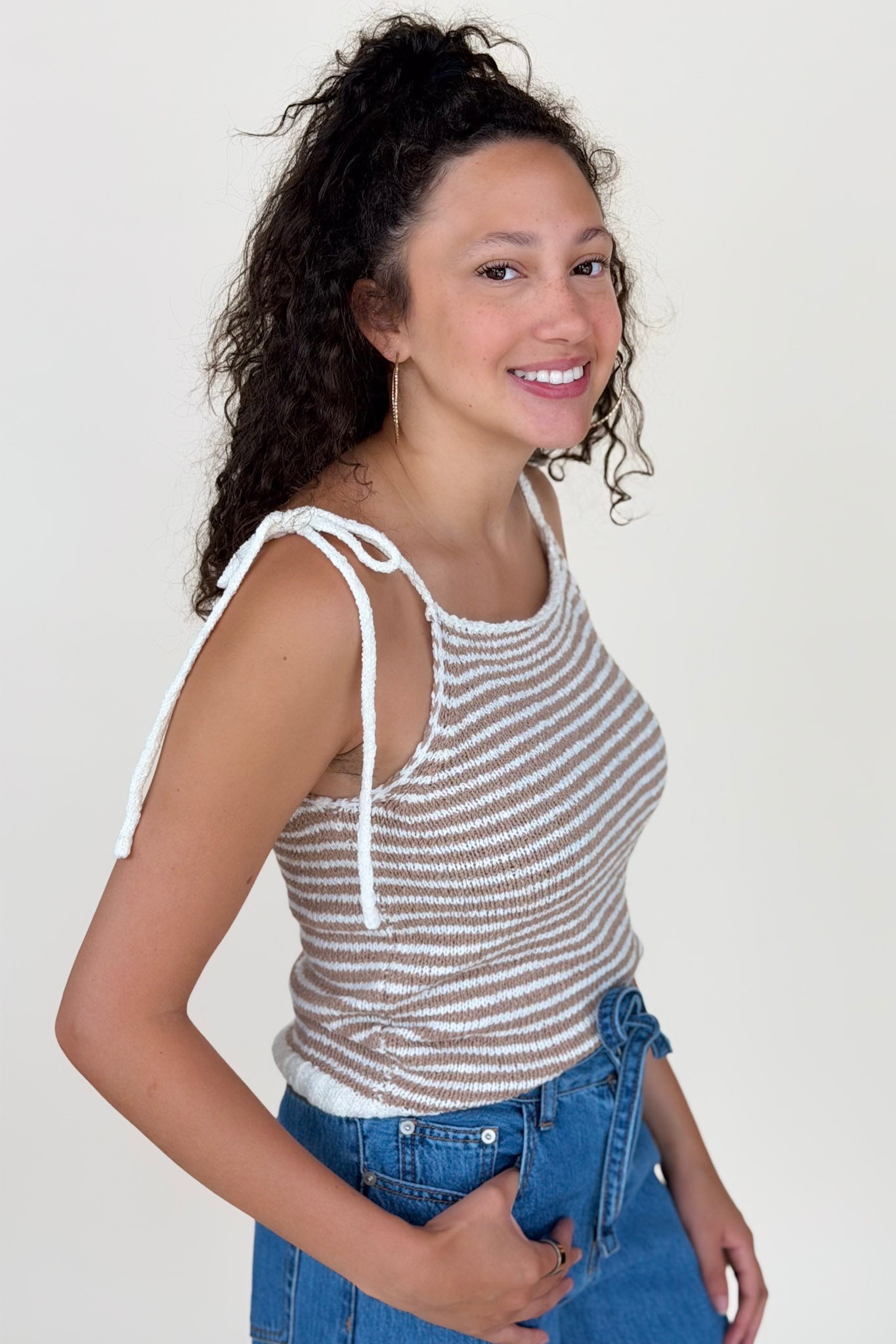 Peny Striped Crochet Cami