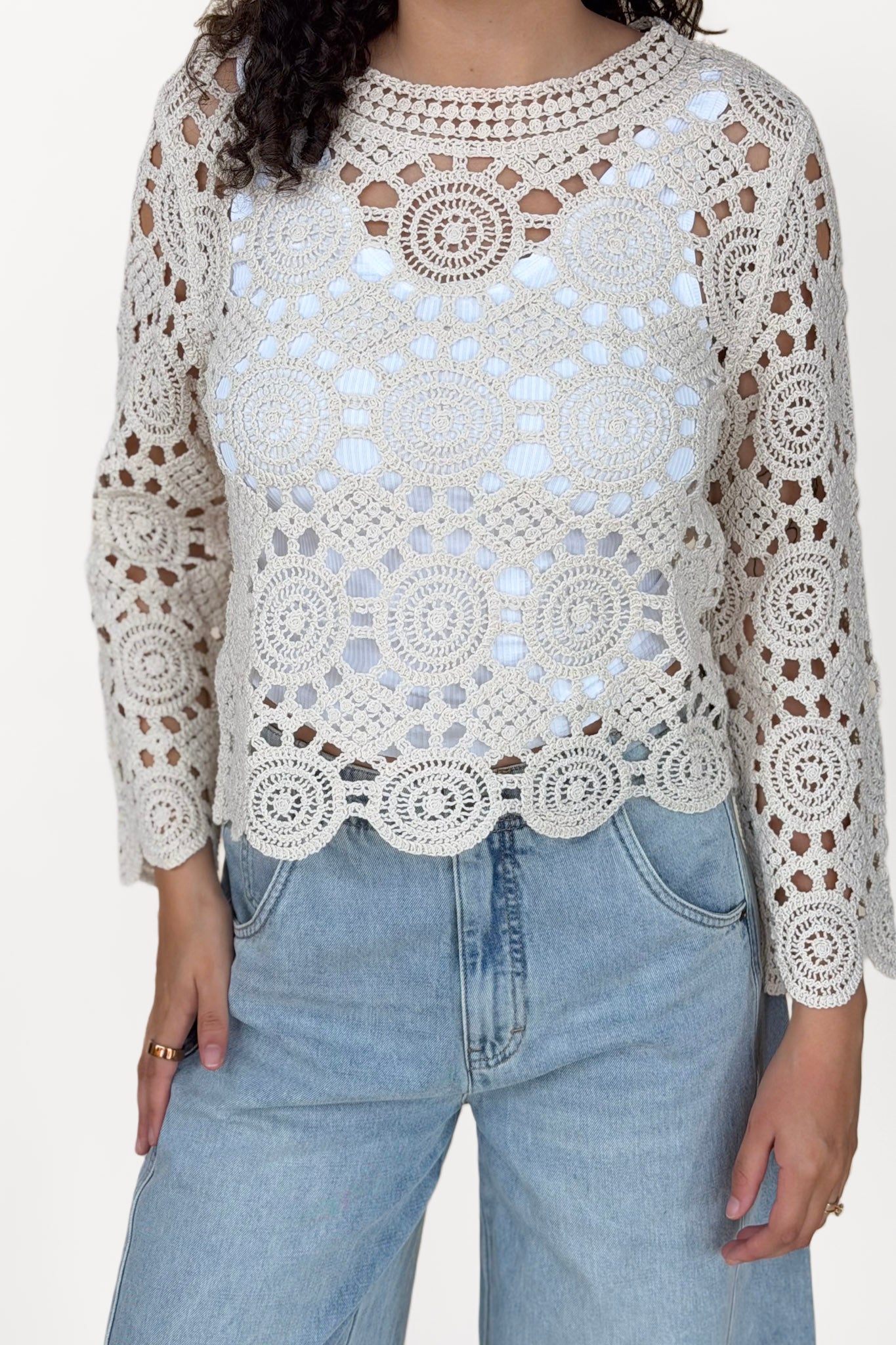Valerie Crochet Bell Sleeve Top