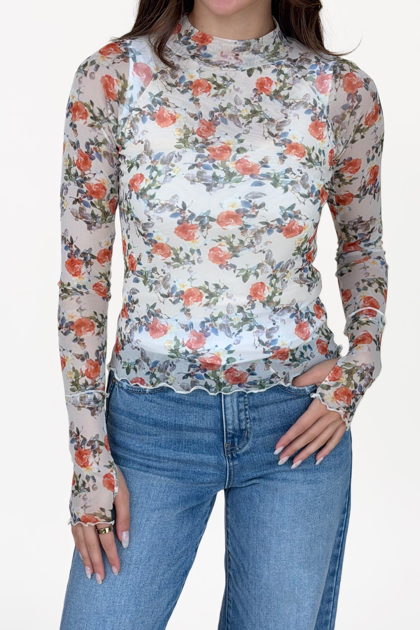 Sadie Floral Mesh Long Sleeve