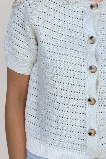 Chunky Knit Crochet Button Down