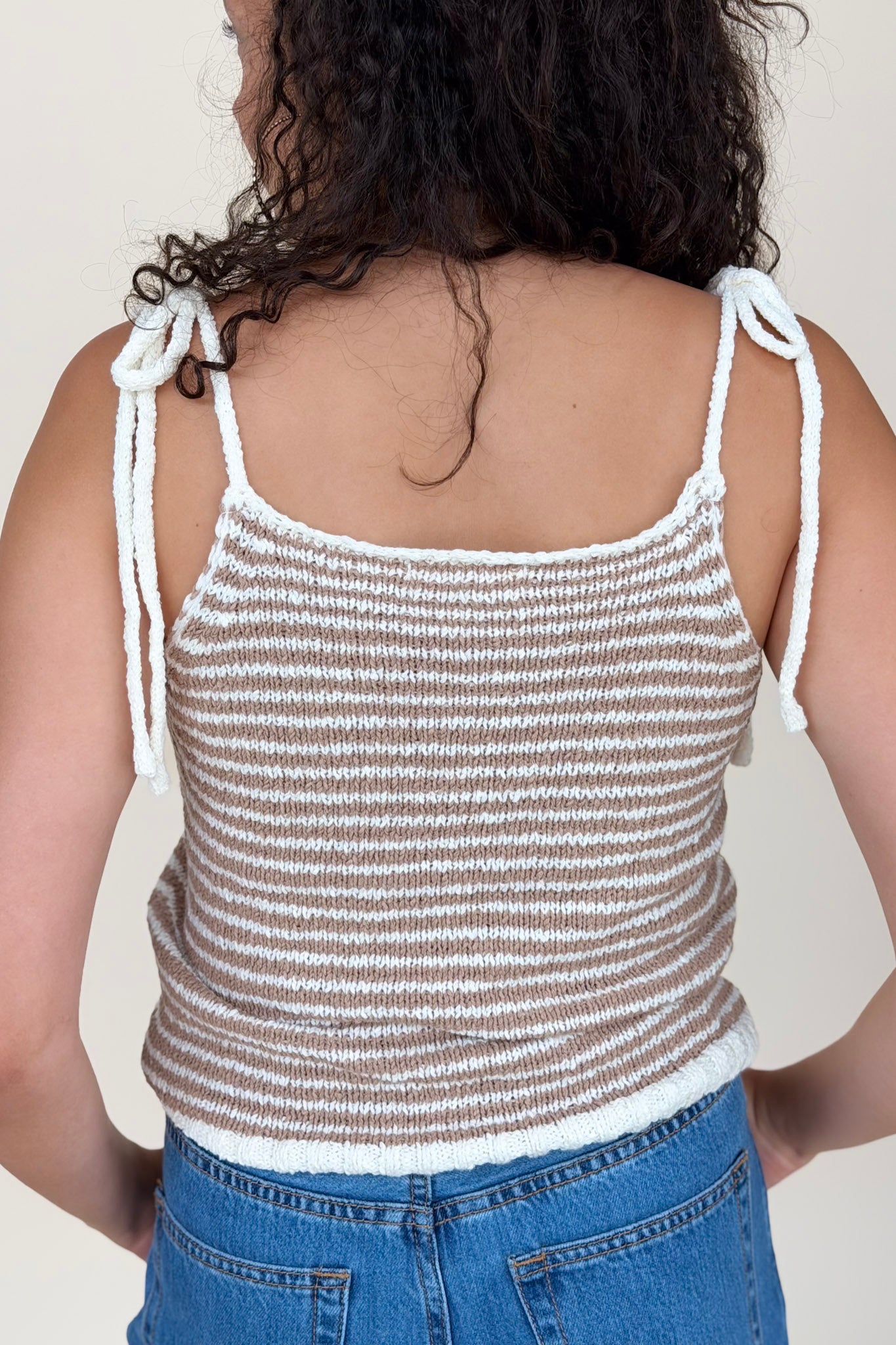 Peny Striped Crochet Cami