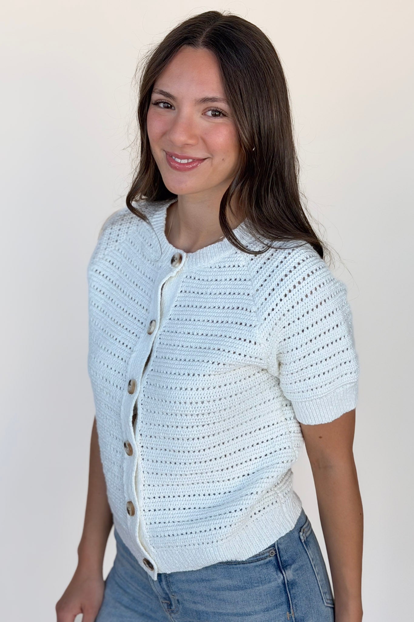 Chunky Knit Crochet Button Down