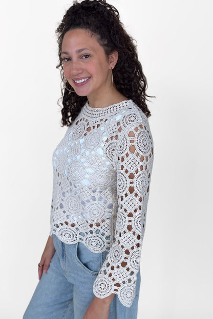 Valerie Crochet Bell Sleeve Top