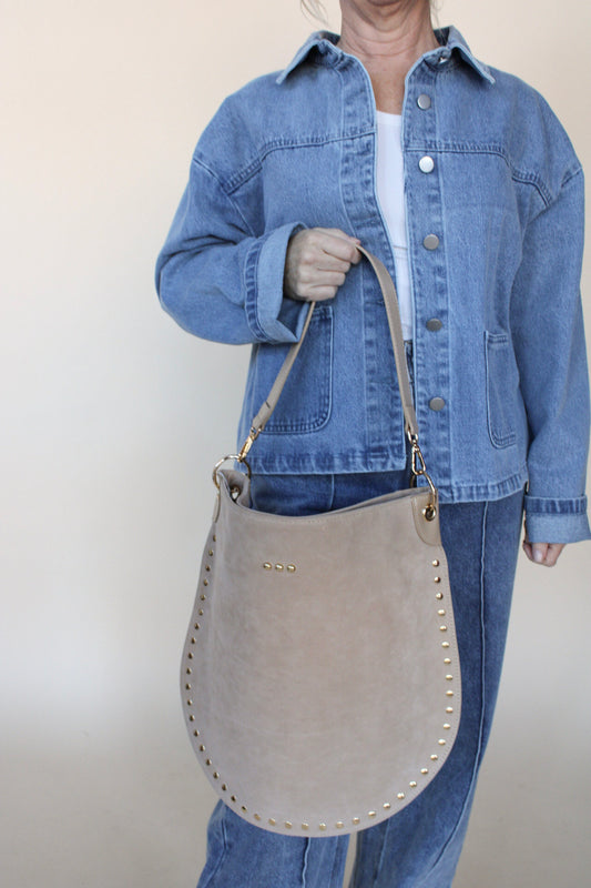 Rosalie Rivet Suede Hobo Bag
