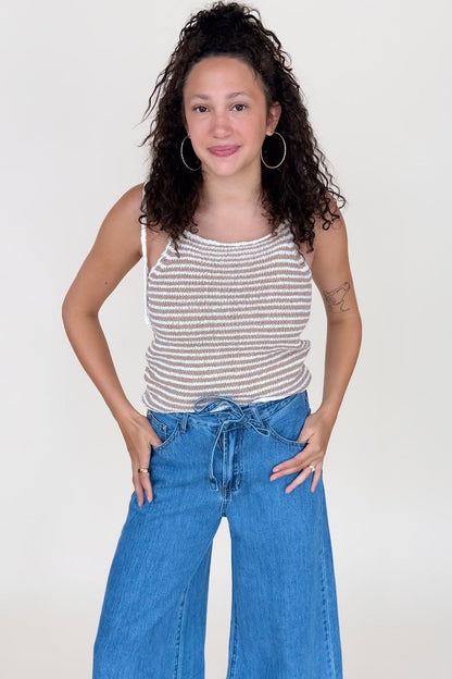 Peny Striped Crochet Cami