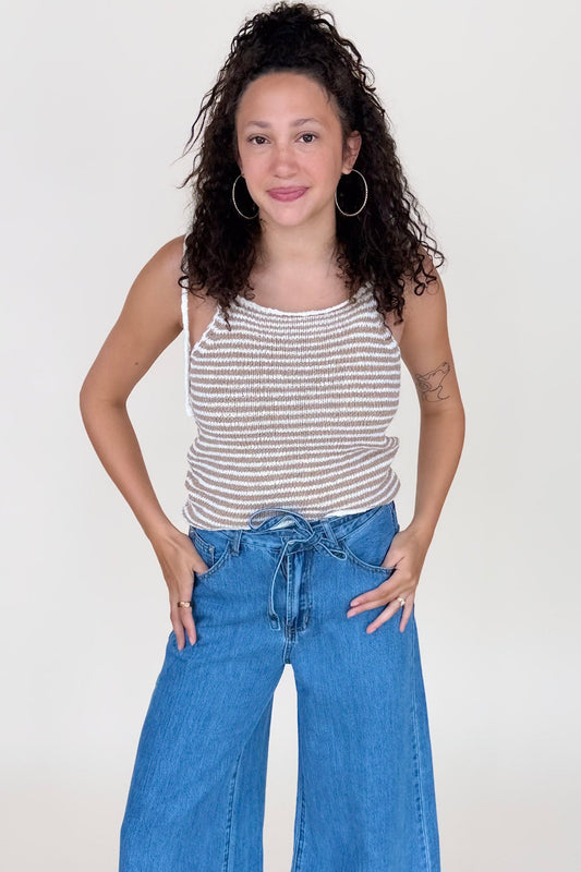 Peny Striped Crochet Cami