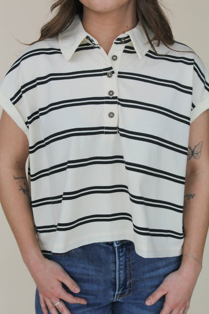 Olive Collared Boxy Knit Top