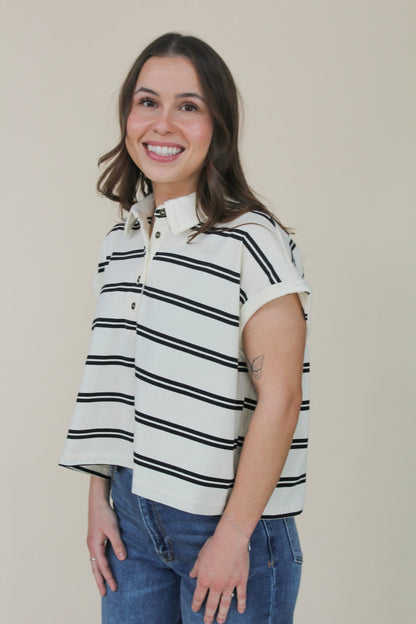 Olive Collared Boxy Knit Top