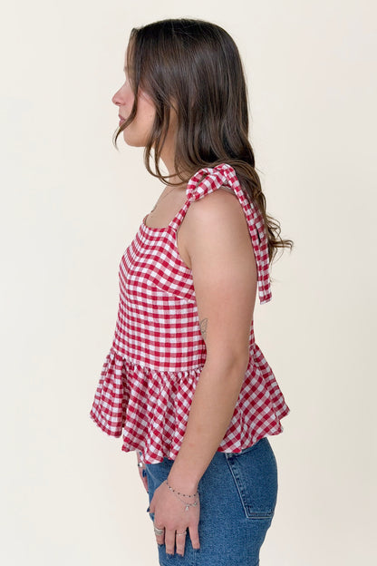 Vivian Gingham Peplum Top