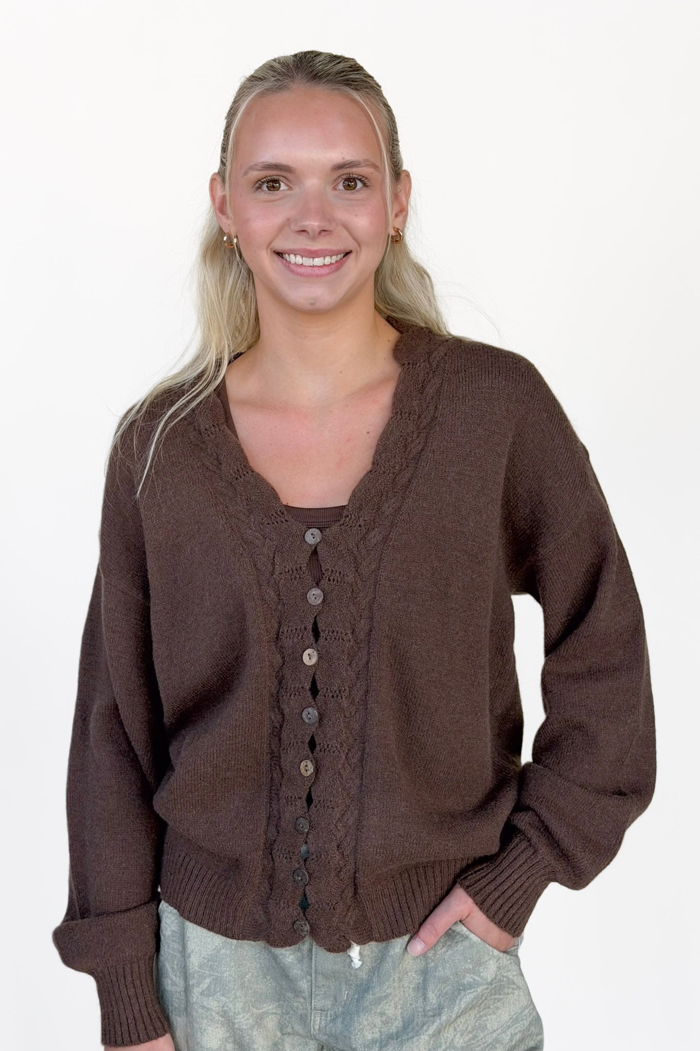 Drew Scalloped Cardigan