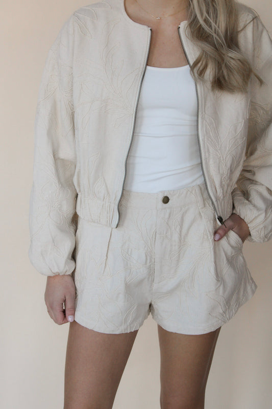 Floral Jacquard Shorts