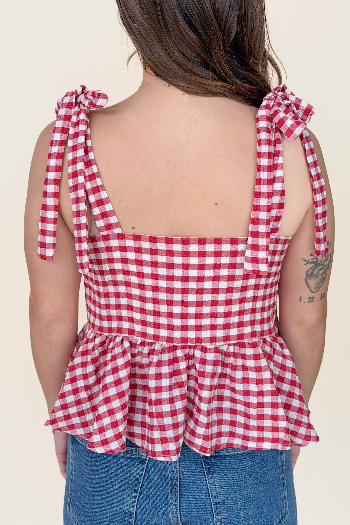 Vivian Gingham Peplum Top