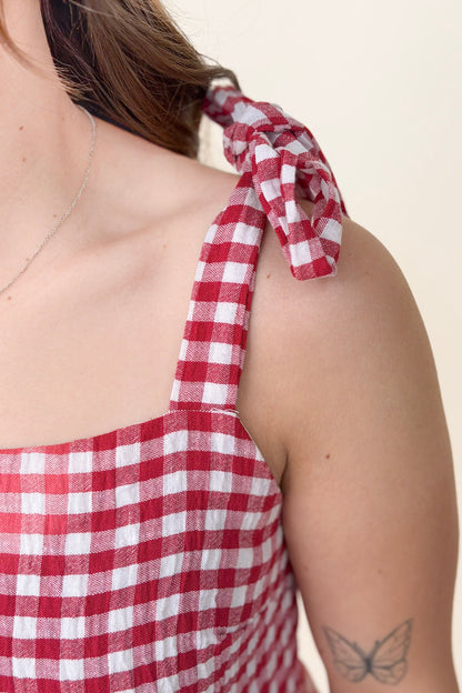 Vivian Gingham Peplum Top