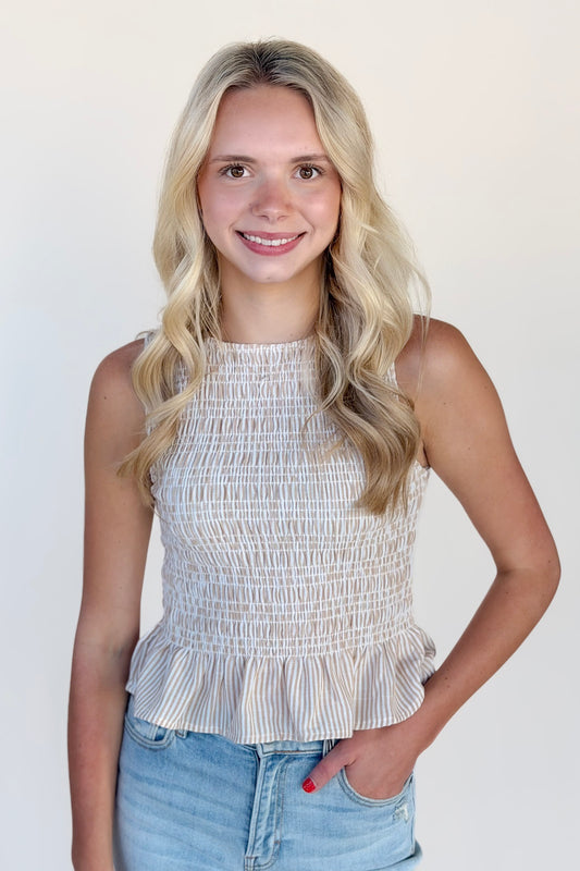 Olivia Stripe Sleeveless Blouse