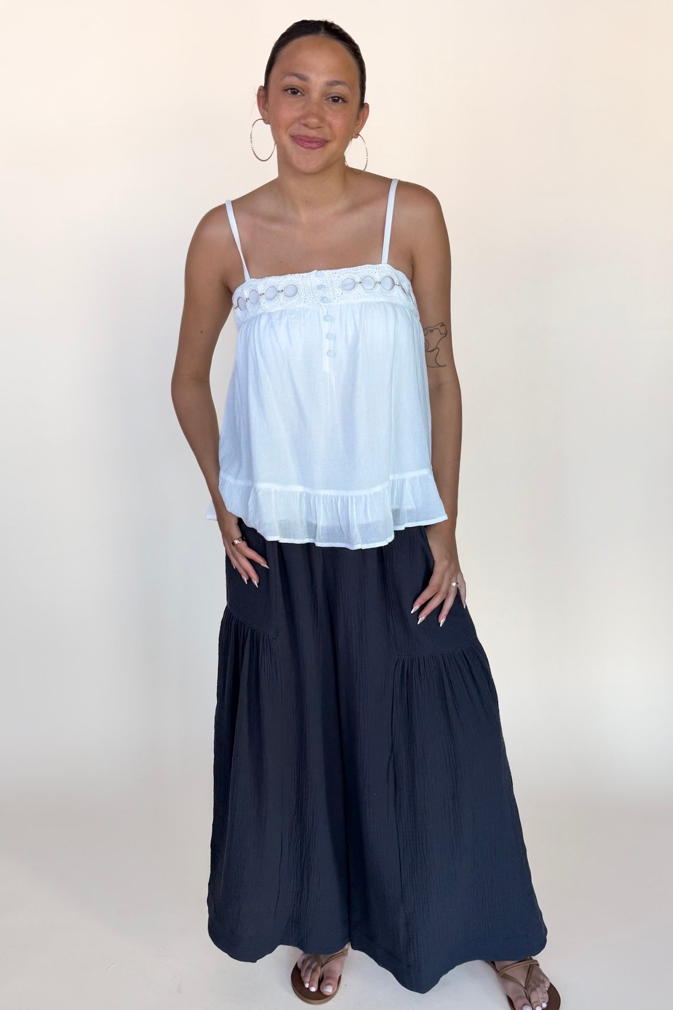 Cheryl Gauze Elastic Waist Pant