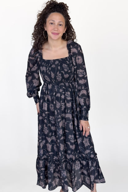 Faye Floral Square Neck Maxi Dress