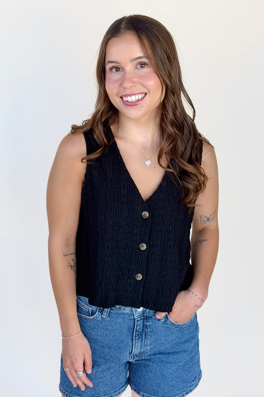 Erica Button Front Vest