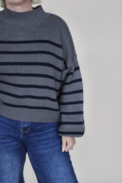 Bobbi Striped Mock Neck Sweater