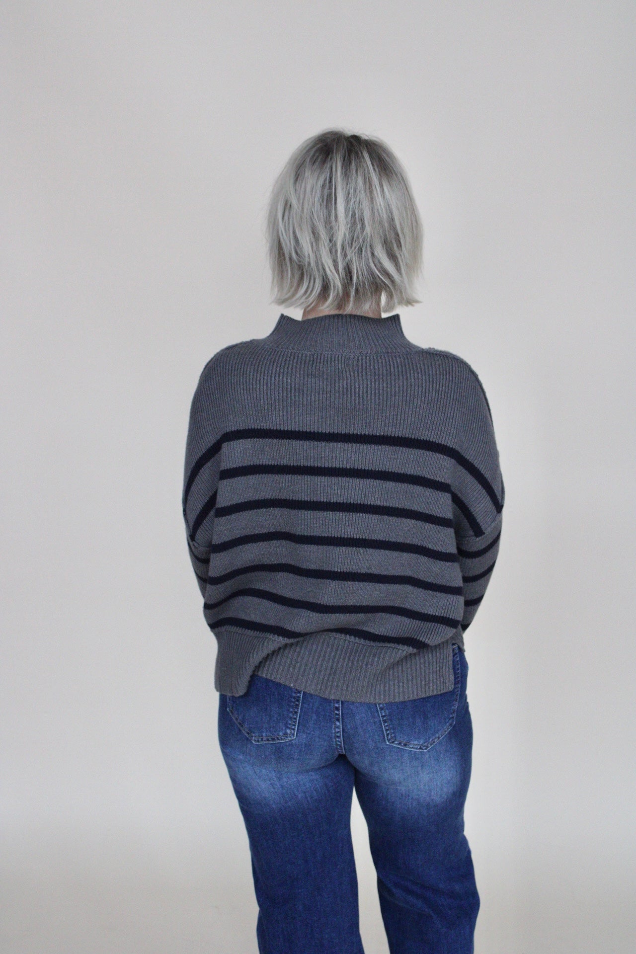 Bobbi Striped Mock Neck Sweater