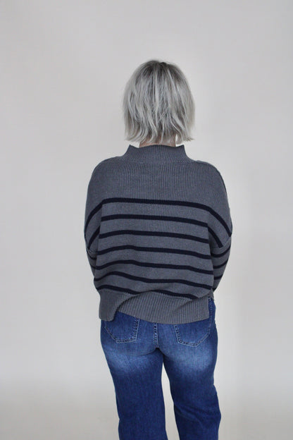 Bobbi Striped Mock Neck Sweater