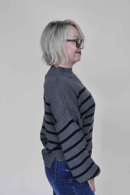 Bobbi Striped Mock Neck Sweater