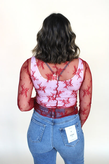 Lace Long Sleeve Mock Neck - more colors available