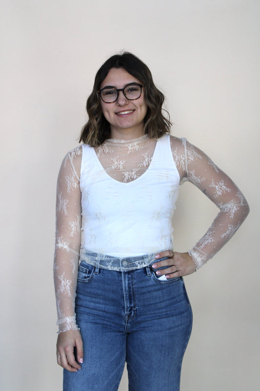 Lace Long Sleeve Mock Neck - more colors available