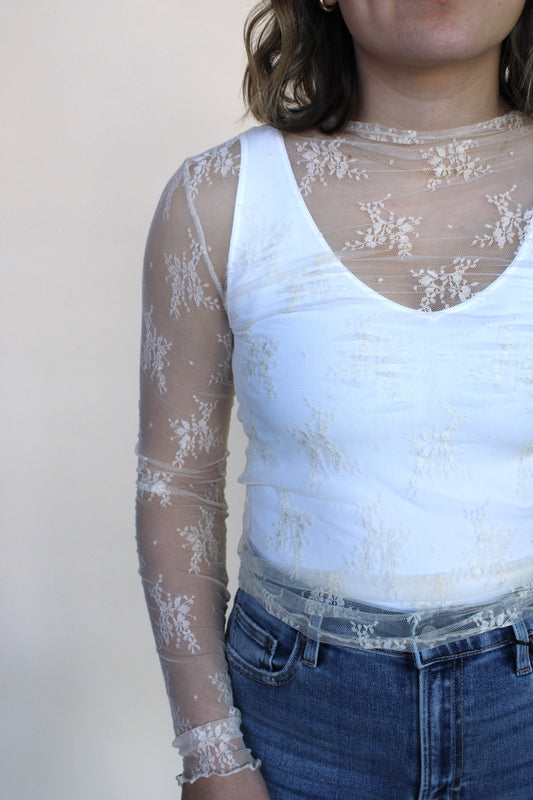 Lace Long Sleeve Mock Neck - more colors available