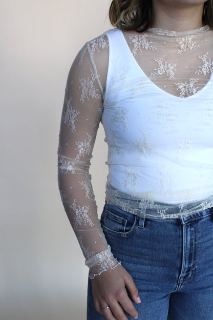 Lace Long Sleeve Mock Neck - more colors available