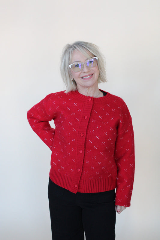 Heart Shape Button Cardigan