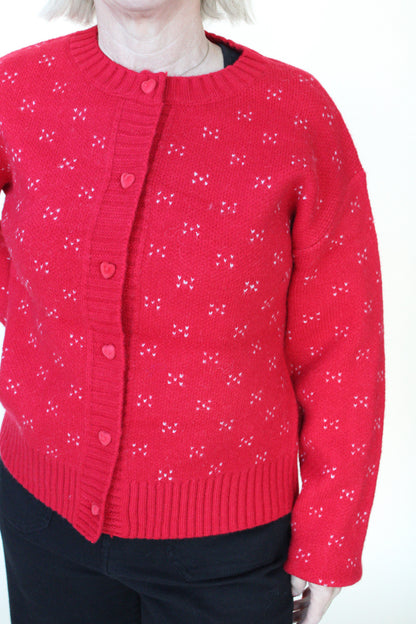 Heart Shape Button Cardigan