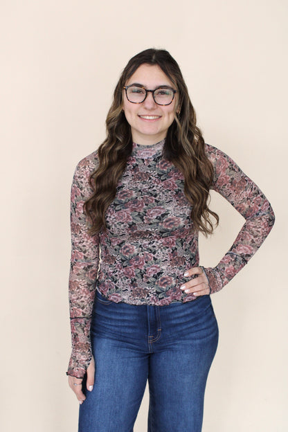 Jenna Floral Mesh Top