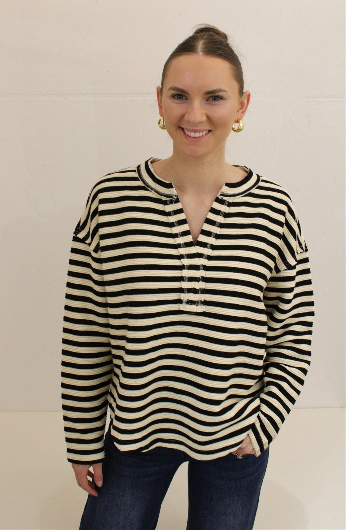 Talia Textured Stripe Knit Top