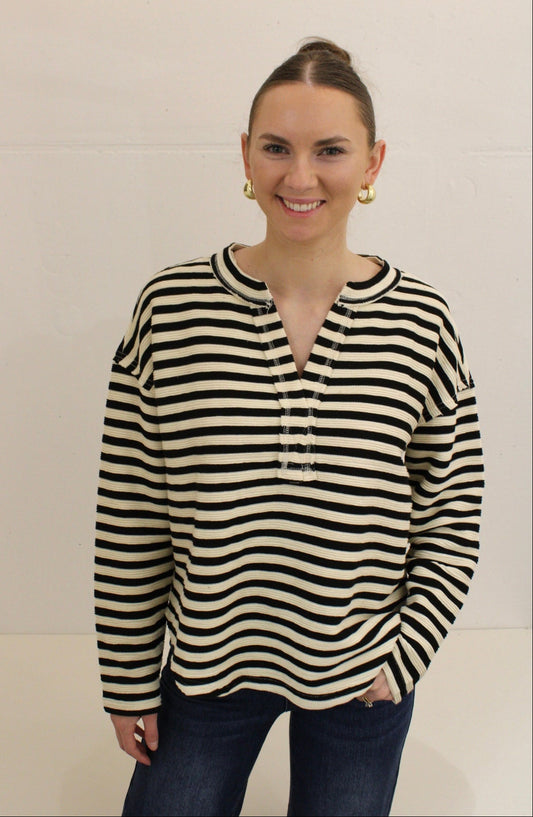 Talia Textured Stripe Knit Top