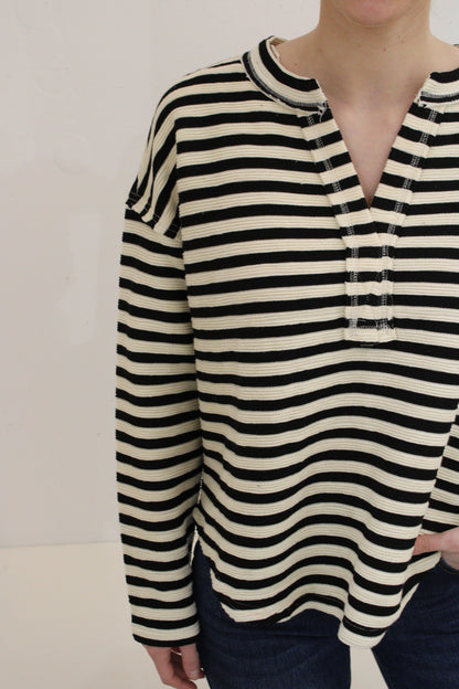 Talia Textured Stripe Knit Top