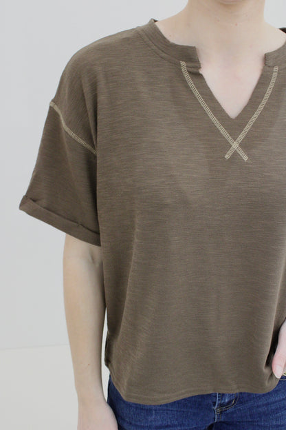 Astyr Contrast Stitch Knit Top