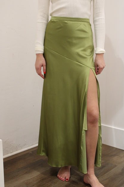 Satin Asymmetrical Midi Skirt