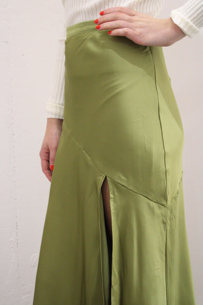Satin Asymmetrical Midi Skirt