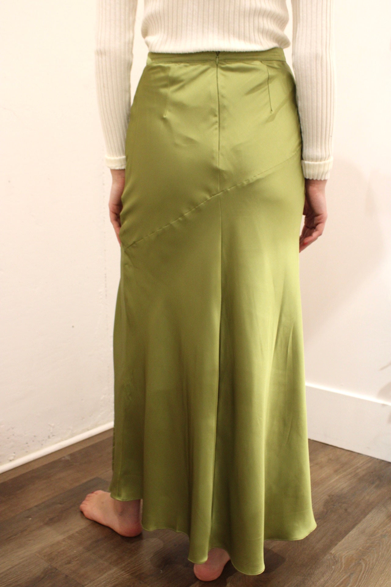 Satin Asymmetrical Midi Skirt