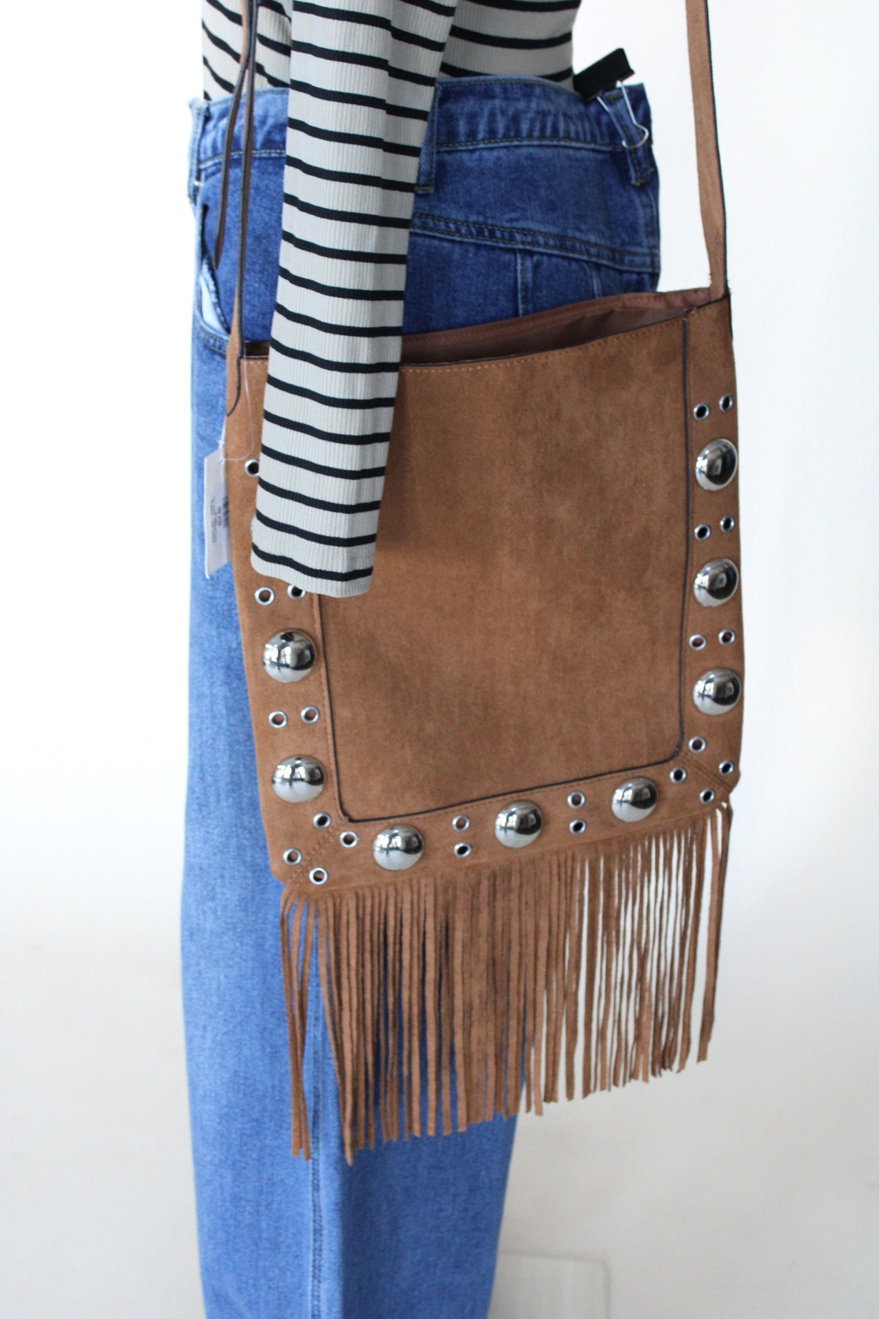 Suede Grommet Tote Bag