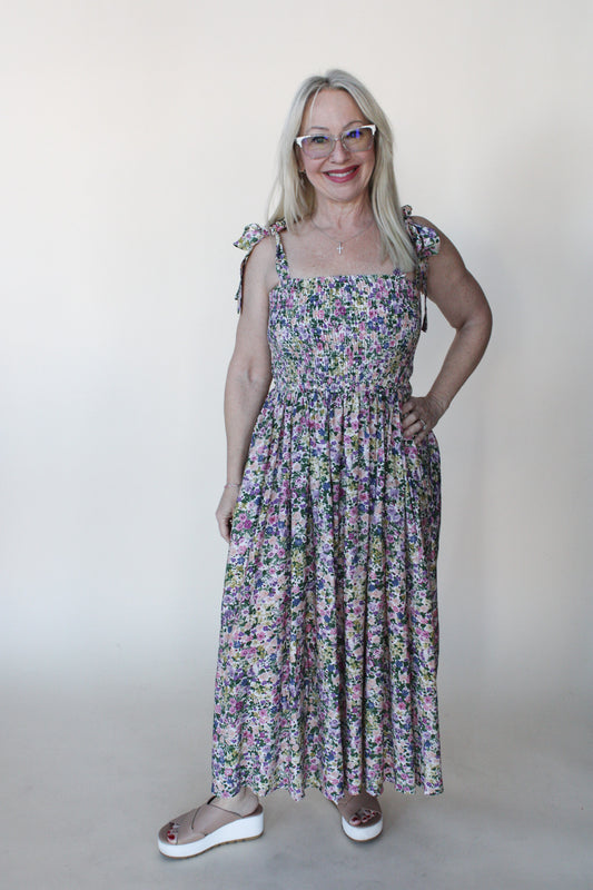 Morning Glory Smocked Midi Dress