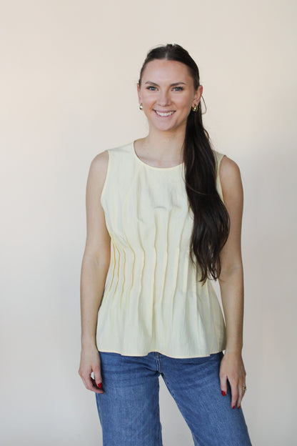 Pleated Peplum Sleeveless Top