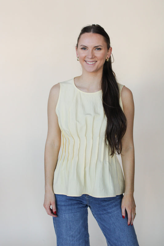 Pleated Peplum Sleeveless Top
