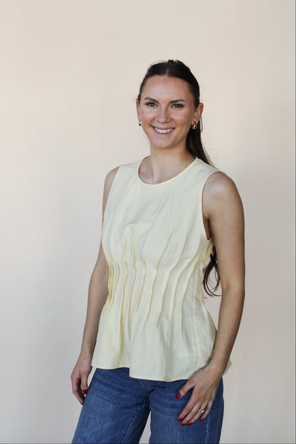 Pleated Peplum Sleeveless Top