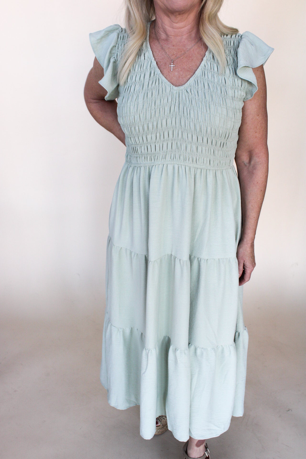 Flutter Sleeve Midi Dress